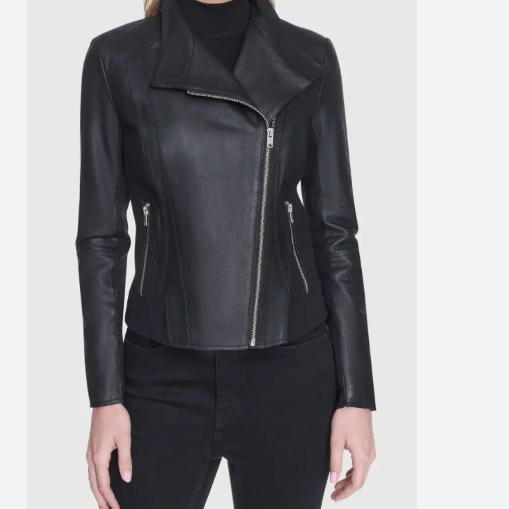 Andrew Marc Felix Asymmetrical Leather Moto Jacket